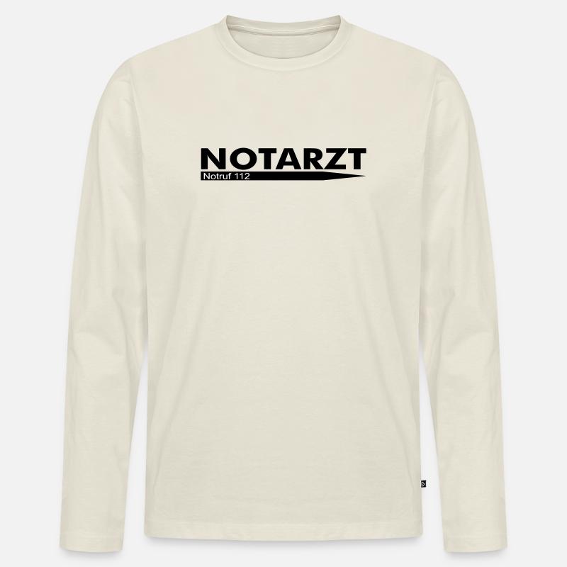 Notarzt Notruf 112 - Männer Premium Bio Langarmshirt - Naturweiß