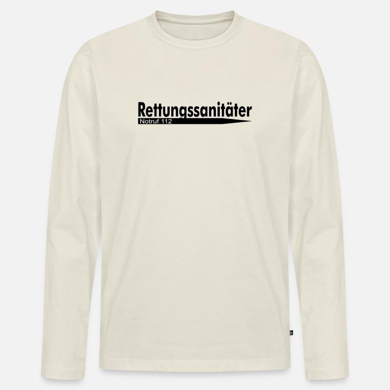 Rettungssanitäter Notruf 112 - Männer Premium Bio Langarmshirt - Naturweiß