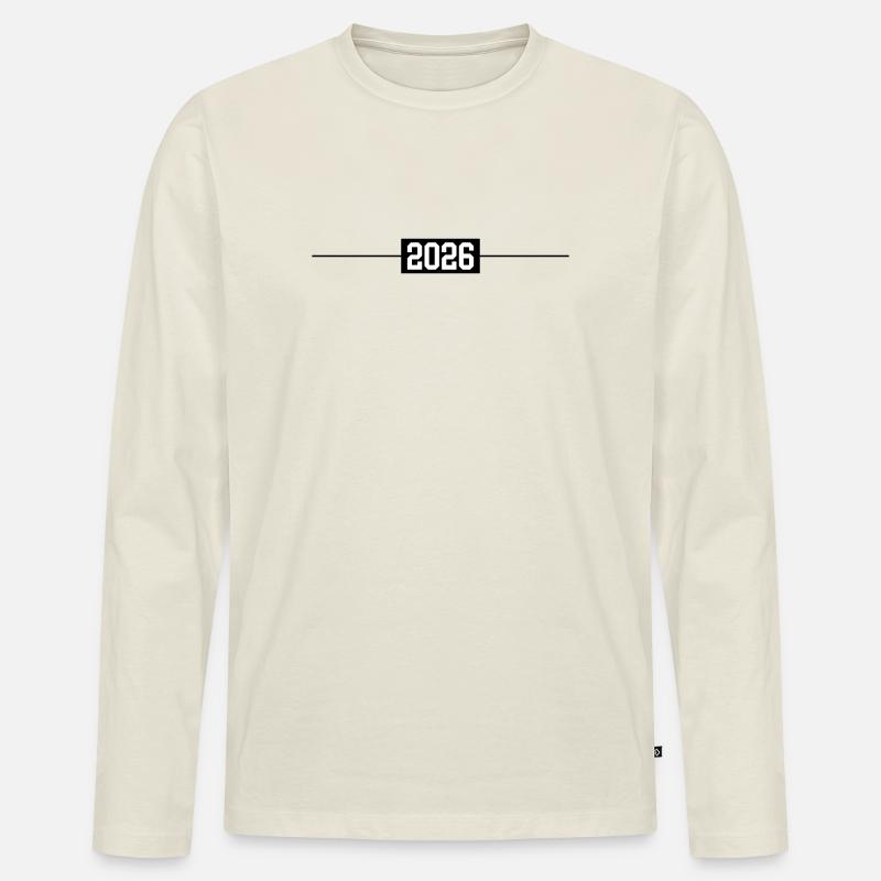 2026 - Männer Premium Bio Langarmshirt - Naturweiß