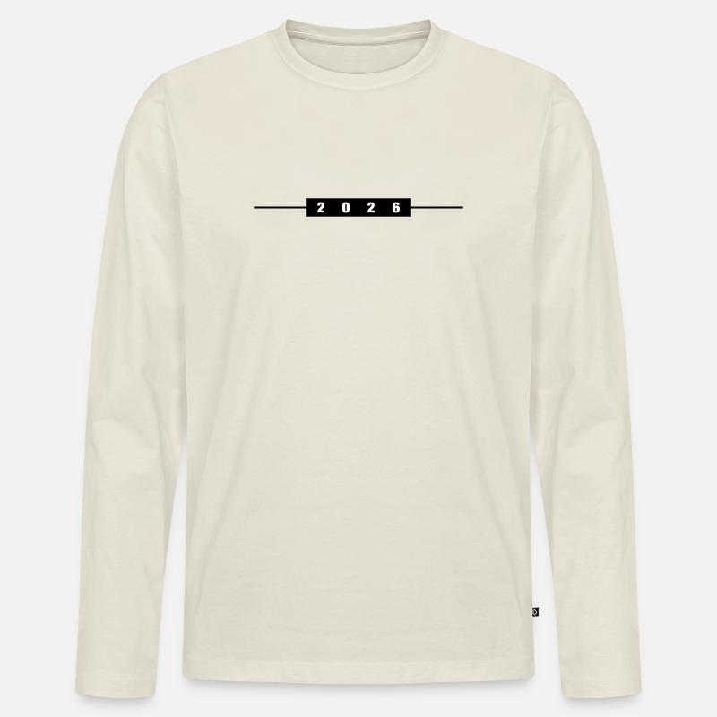 2026 Linie - Männer Premium Bio Langarmshirt - Naturweiß