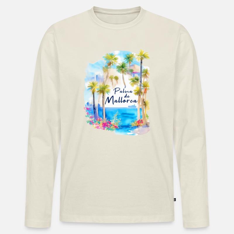 Palma de Mallorca - Männer Premium Bio Langarmshirt - Naturweiß