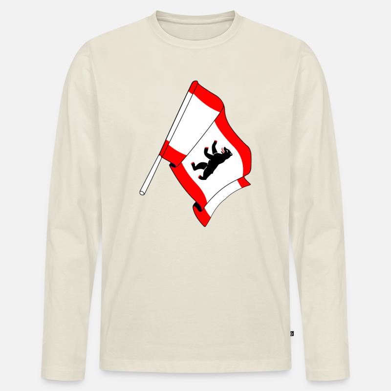 Flagge Berlin - Männer Premium Bio Langarmshirt - Naturweiß