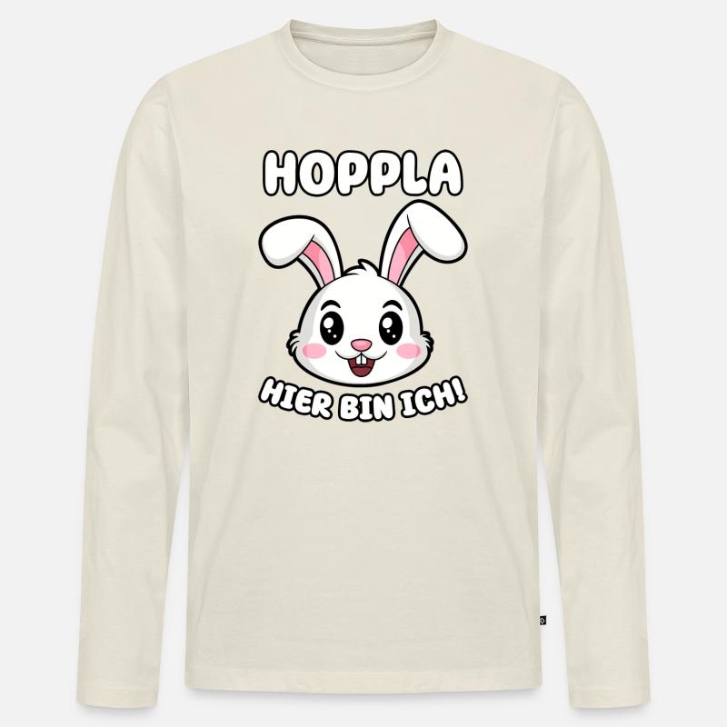 Hoppla hier bin ich! - Männer Premium Bio Langarmshirt - Naturweiß