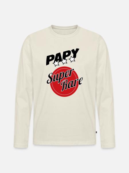 Papy super rare - T-shirt manches longues Premium bio Homme - blanc cassé