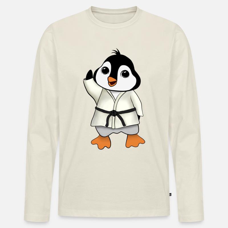MA Pinguin - Männer Premium Bio Langarmshirt - Naturweiß