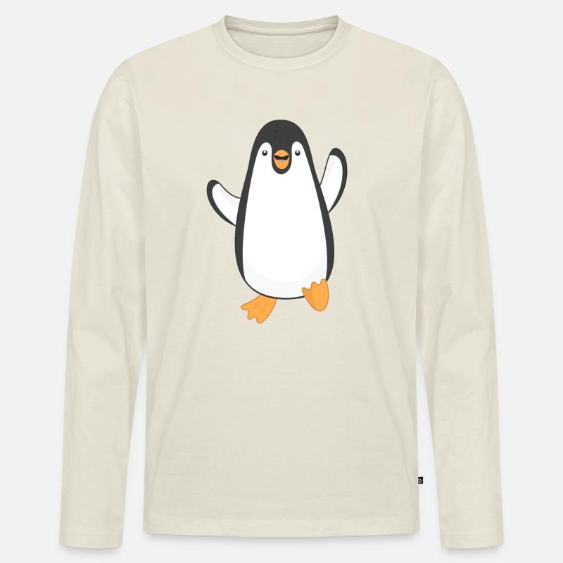 Pinguin Pinguine - Männer Premium Bio Langarmshirt - Naturweiß