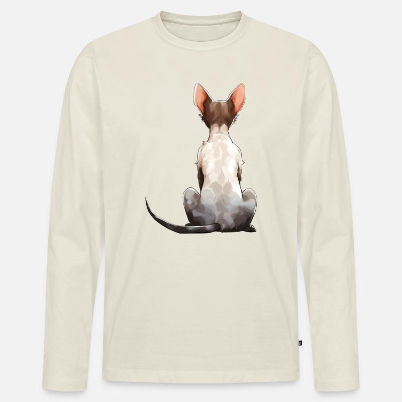 Cornish Rex Katze - Männer Premium Bio Langarmshirt - Naturweiß