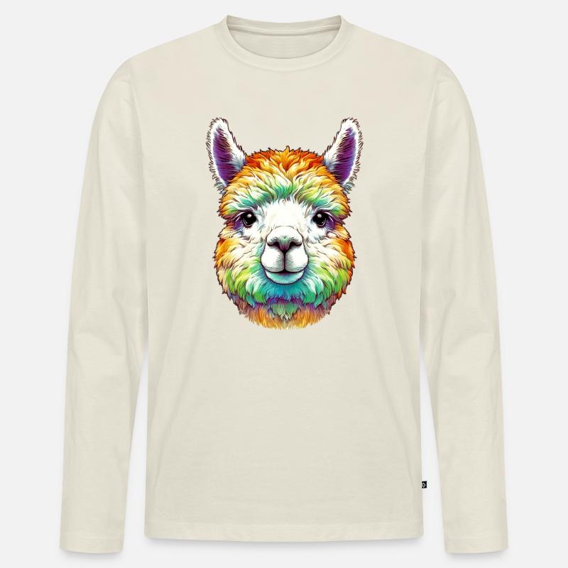 Alpaka - Männer Premium Bio Langarmshirt - Naturweiß