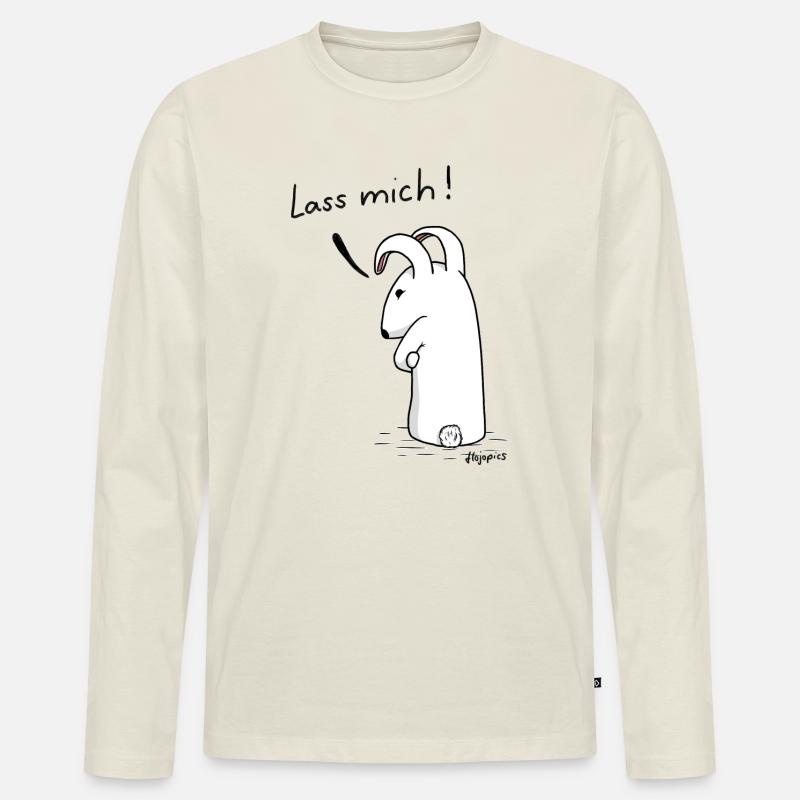 Grummelhase "Lass mich" - Männer Premium Bio Langarmshirt - Naturweiß