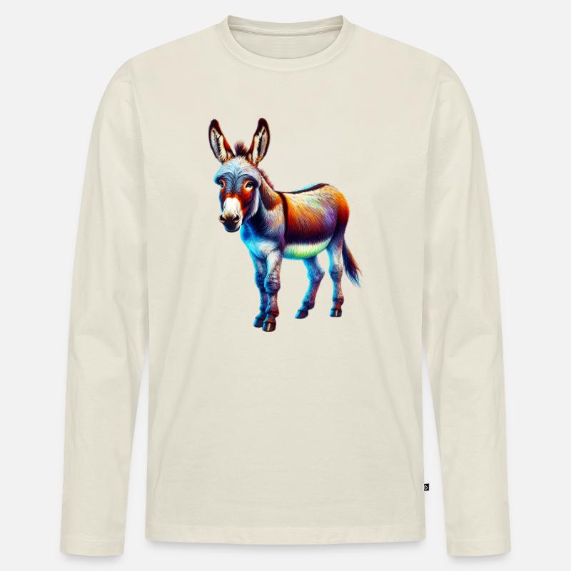 Esel-Maultier - Männer Premium Bio Langarmshirt - Naturweiß