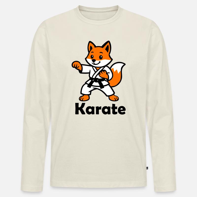 Karate Fuchs - Männer Premium Bio Langarmshirt - Naturweiß