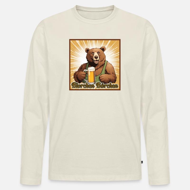 Bierchen Bärchen - Männer Premium Bio Langarmshirt - Naturweiß