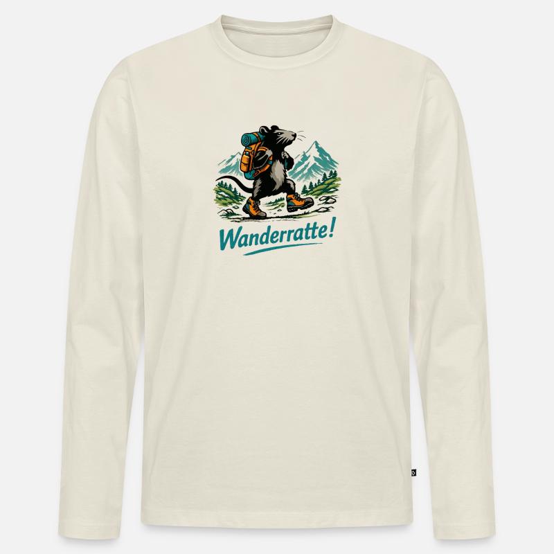 Wanderratte Wanderabenteuer - Männer Premium Bio Langarmshirt - Naturweiß