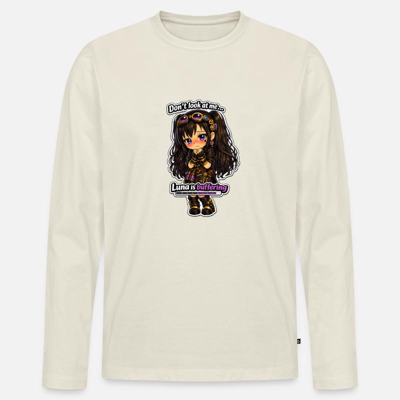 Luna Buffing Chibi Steampunk - Männer Premium Bio Langarmshirt - Naturweiß