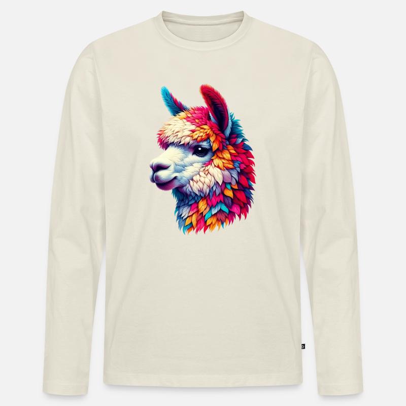 Alpaka - Männer Premium Bio Langarmshirt - Naturweiß