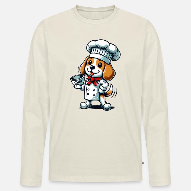 Beagle Koch - Männer Premium Bio Langarmshirt - Naturweiß