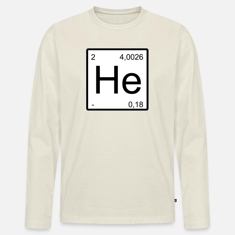 Helium Minimal Element Design - Männer Premium Bio Langarmshirt - Naturweiß