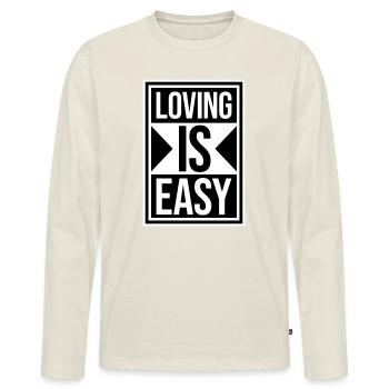 Aimer est facile Logo romantique inspirant - T-shirt manches longues Premium bio Homme - blanc cassé - Devant - Nico (187cm)