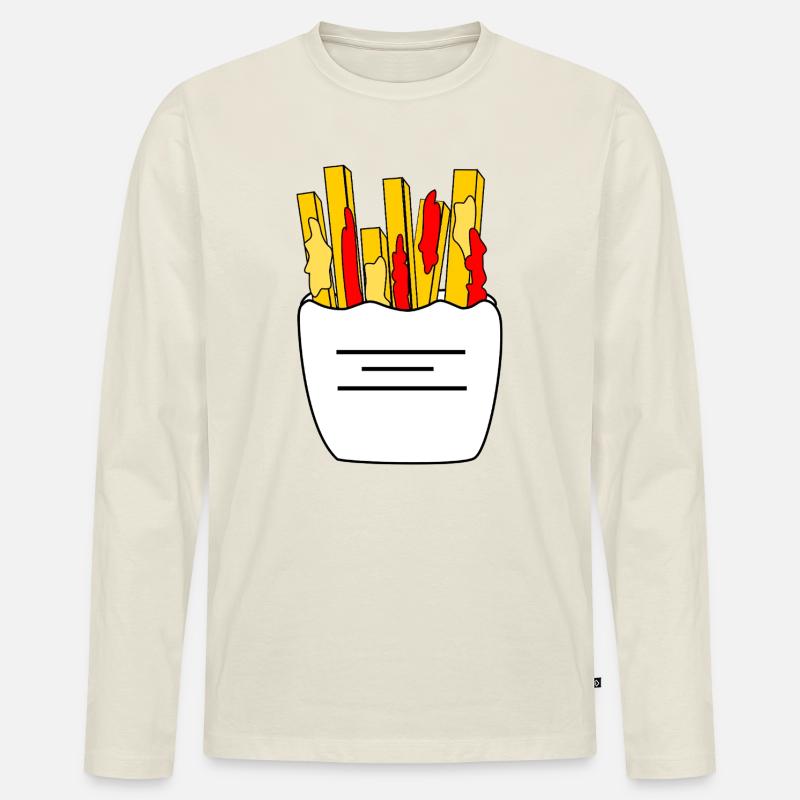 Pommes_Schranke - Männer Premium Bio Langarmshirt - Naturweiß