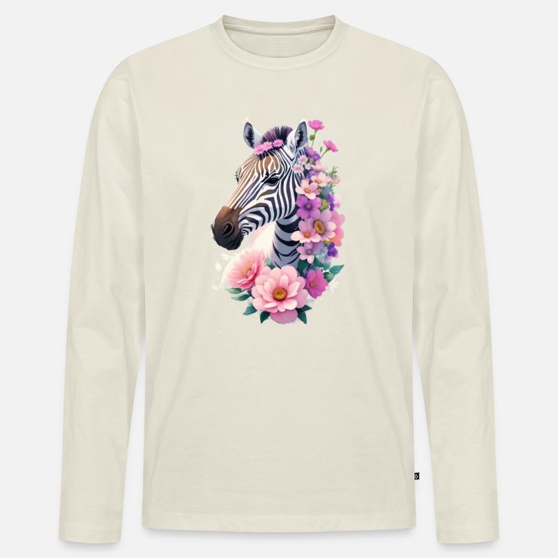 Zebra - Männer Premium Bio Langarmshirt - Naturweiß