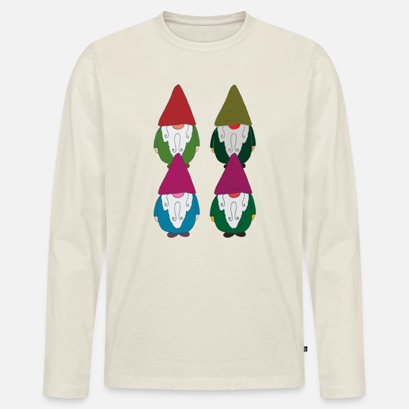gartenzwerge Viererkette - Männer Premium Bio Langarmshirt - Naturweiß