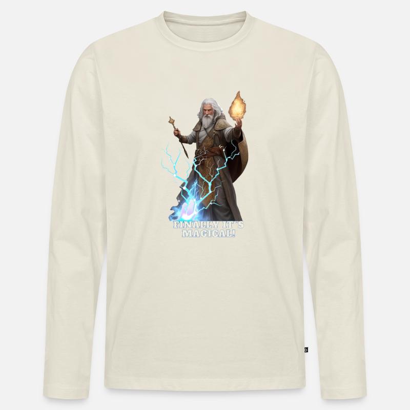Magier - Männer Premium Bio Langarmshirt - Naturweiß