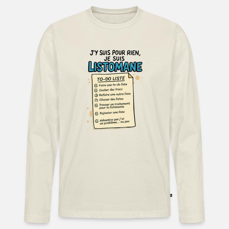 Ich bin ein Listomane - Männer Premium Bio Langarmshirt - Naturweiß