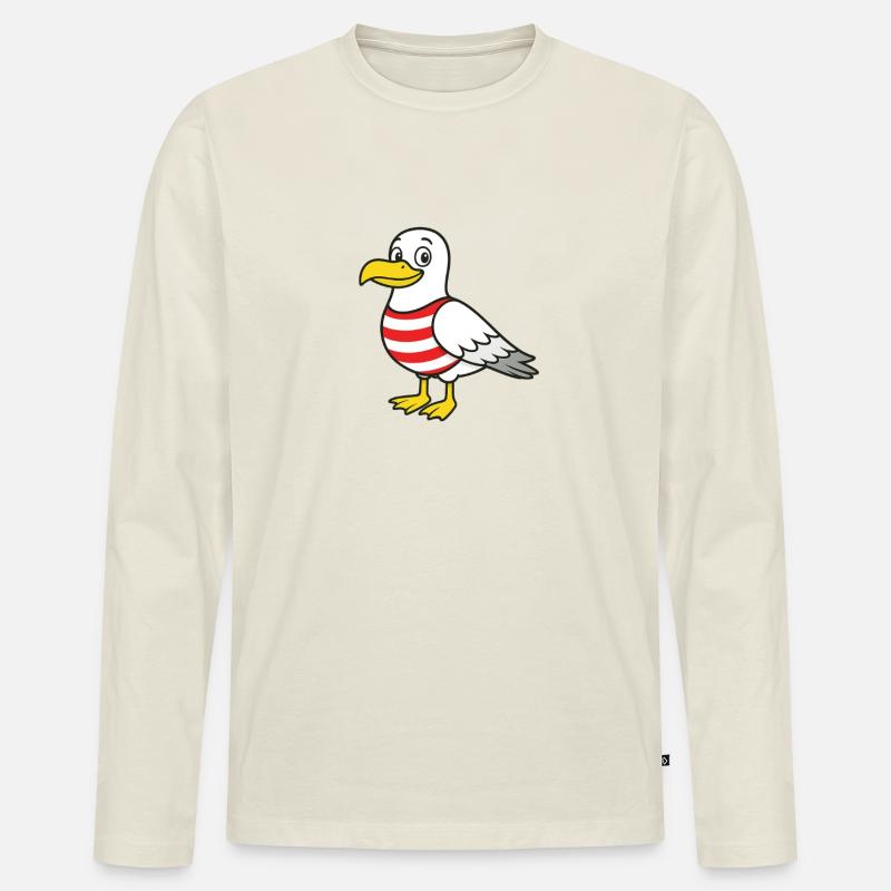 Möwe  - Männer Premium Bio Langarmshirt - Naturweiß