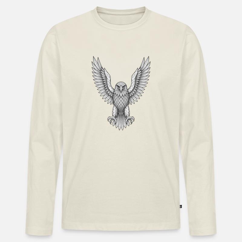 Geometrische Eule mit Flügeln - Männer Premium Bio Langarmshirt - Naturweiß