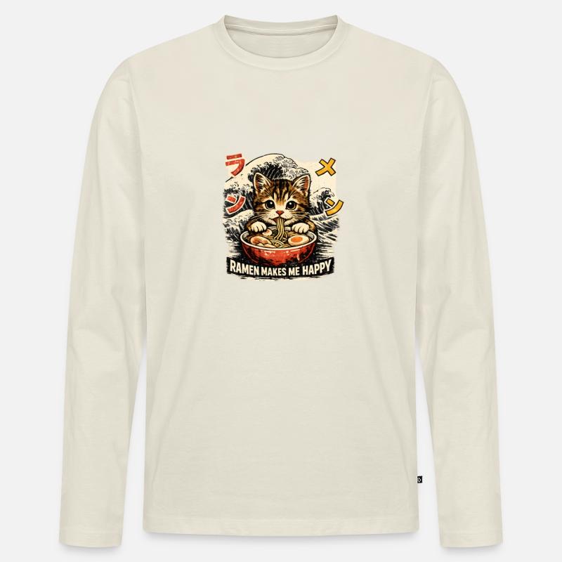 Ich brauche Ramen - Männer Premium Bio Langarmshirt - Naturweiß