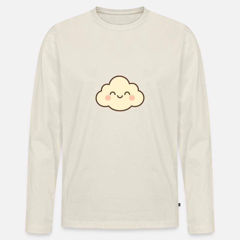 Cloud Sweet Smile - Männer Premium Bio Langarmshirt - Naturweiß