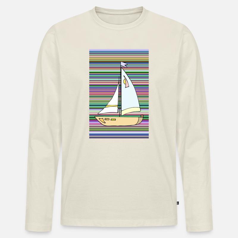 Segelboot - Männer Premium Bio Langarmshirt - Naturweiß