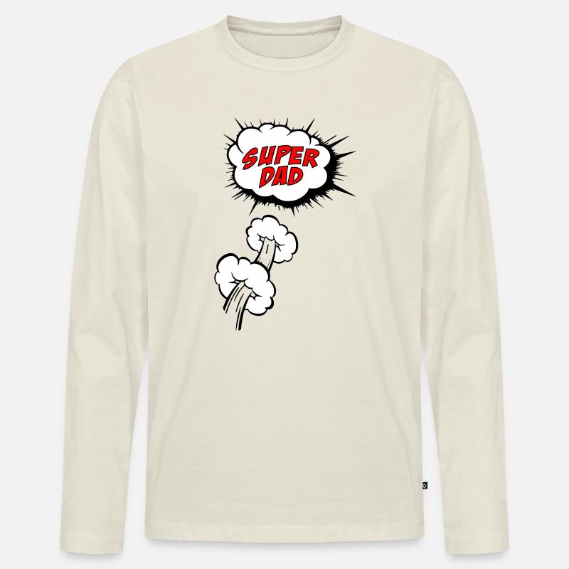 Super-Papa - Männer Premium Bio Langarmshirt - Naturweiß