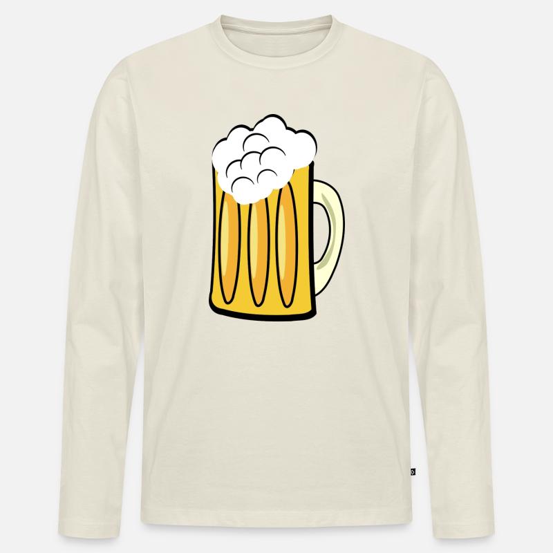 Bierkrug mit Schaum - Männer Premium Bio Langarmshirt - Naturweiß
