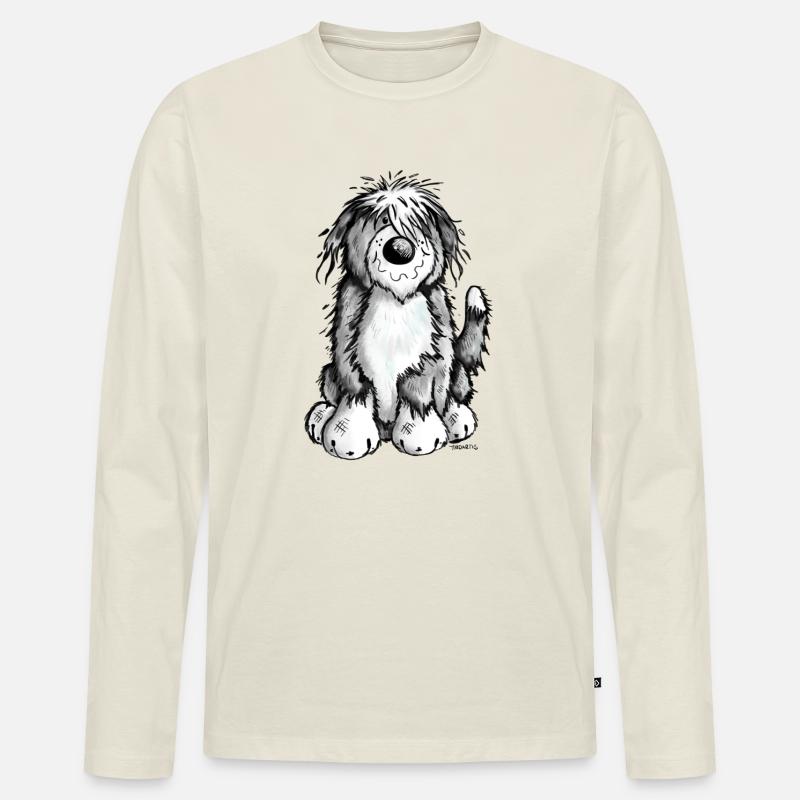 Niedlicher Bearded Collie - Männer Premium Bio Langarmshirt - Naturweiß