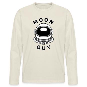 Moon Guy 2 (Farbe veränderbar) - Männer Premium Bio Langarmshirt - Naturweiß - Vorne - Nico (187cm)