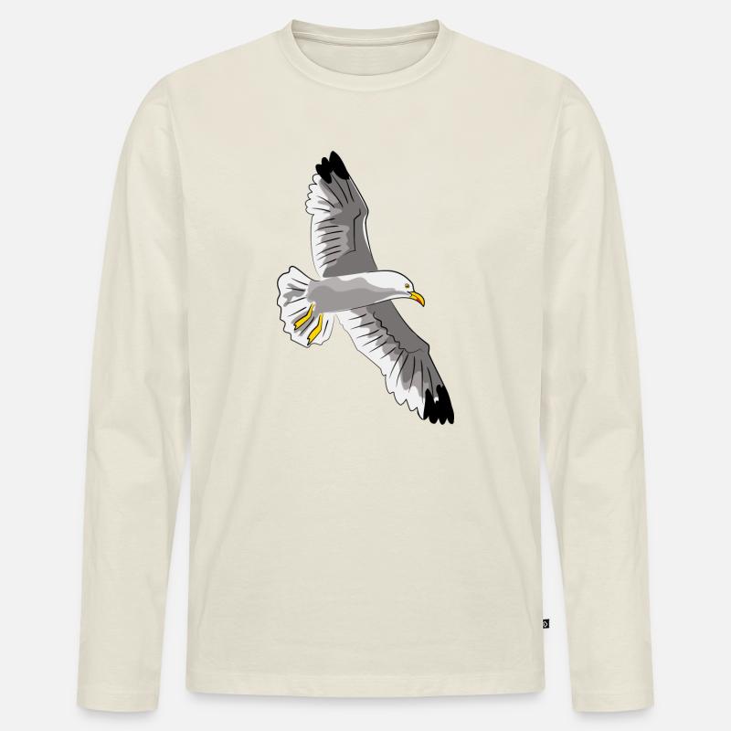 fliegende möwe vogel urlaub - Männer Premium Bio Langarmshirt - Naturweiß