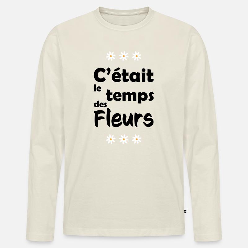 Es war Blumenzeit - Männer Premium Bio Langarmshirt - Naturweiß