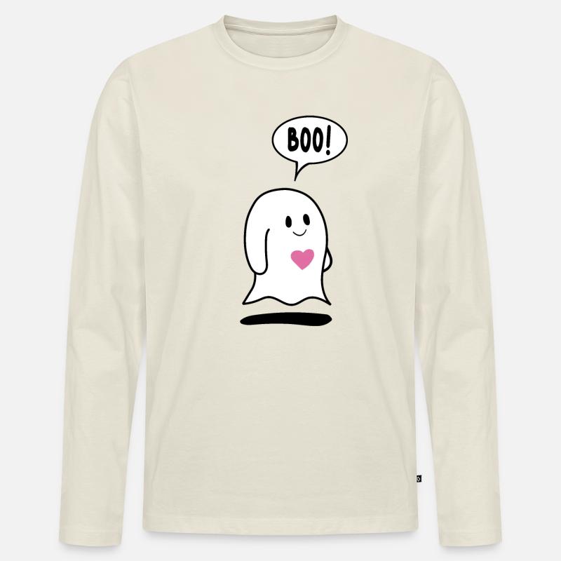 Kleiner Geist, Geist mit Herz - Männer Premium Bio Langarmshirt - Naturweiß