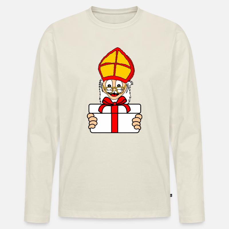 Sinterklaas Geschenk - Männer Premium Bio Langarmshirt - Naturweiß
