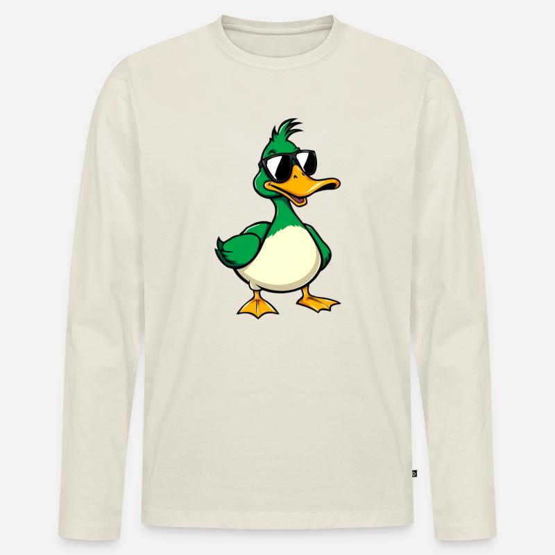 Ente - Männer Premium Bio Langarmshirt - Naturweiß