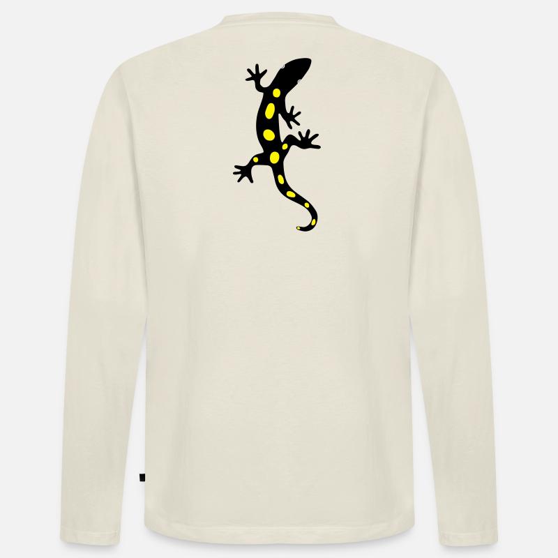 Eidechse Salamander Gecko Feuersalamander - Männer Premium Bio Langarmshirt - Naturweiß