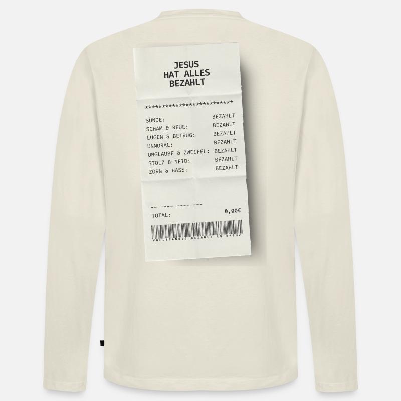 Jesus hat alles bezahlt  - Männer Premium Bio Langarmshirt - Naturweiß