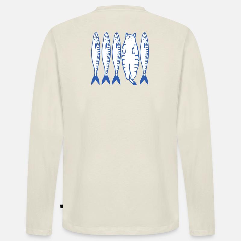 White Cat & Co. - Männer Premium Bio Langarmshirt - Naturweiß