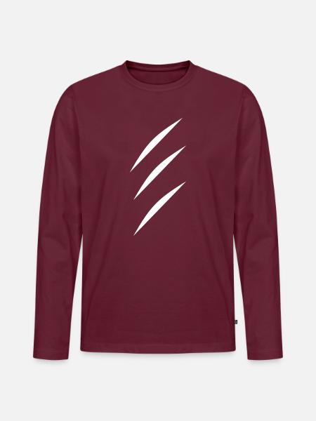 Kralle - Männer Premium Bio Langarmshirt - Burgunderrot