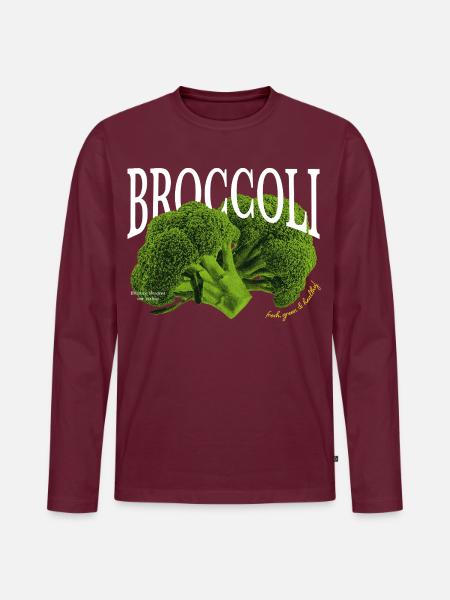 Broccoli – Ästhetisches Gemüse-Design - Männer Premium Bio Langarmshirt - Burgunderrot