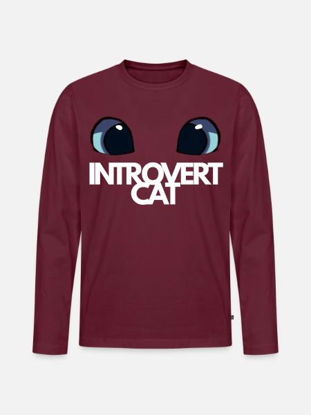 Introvertierter Katzenblaue Augen - Männer Premium Bio Langarmshirt - Burgunderrot