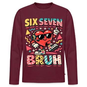 67 Six Seven Meme Cool Valentinstag - Männer Premium Bio Langarmshirt - Burgunderrot - Vorne - Nico (187cm)