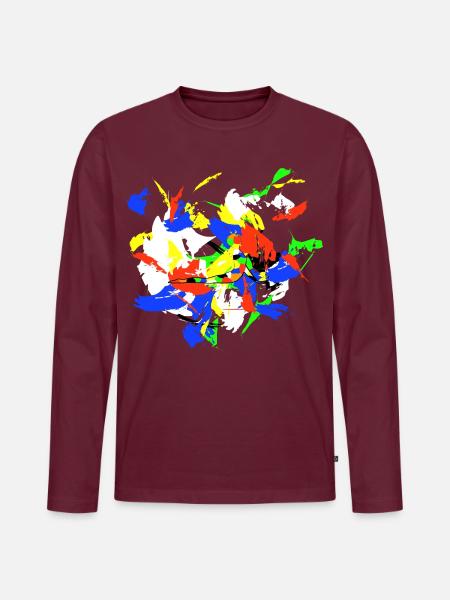Yoga-Cobra | Farbspritzer Abstract Mix - Männer Premium Bio Langarmshirt - Burgunderrot