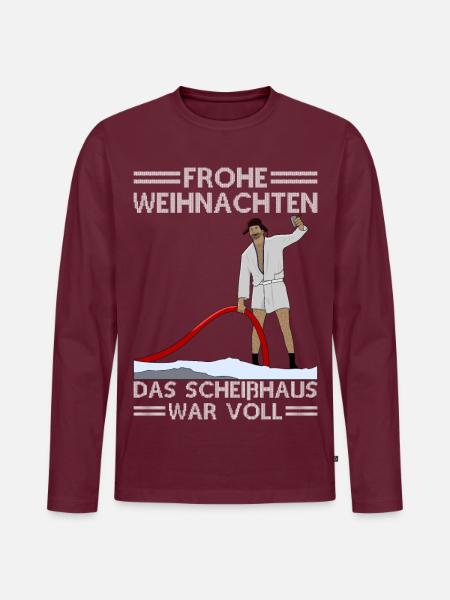 Onkel Eddies Weihnachten - Männer Premium Bio Langarmshirt - Burgunderrot